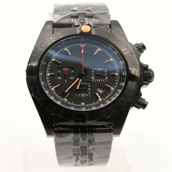 

famous brand avenger 45mm full black stainless steel quartz chronograph mens watch watches mens wristwatches rotatable bezel, Slivery;brown