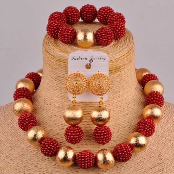 

wine nigerian wedding beads african costume jewelry set simulated pearl necklace african set fzz70, Silver