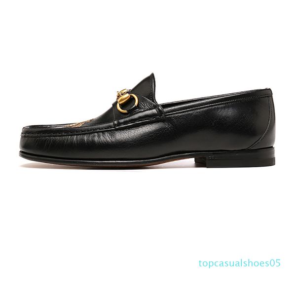 

gublack cowhide bee embroidered metal horse buckle men's oxford shoes t05, Black