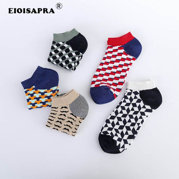 

eioisapra]cotton new product casual funny socks men happy trend beard geometrical summer socks antiskid, Black