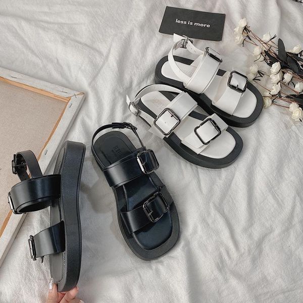 

pu platform sandals female shoes sandale femme 2020 summer shoes woman flats buckle gladiator sandals women sandal woman, Black