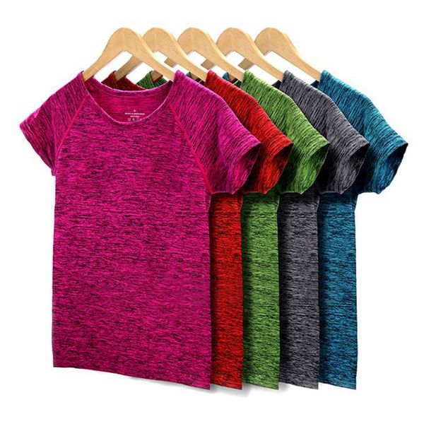 

women yoga shirt fitness running stretch sports gym quick dry sweat breathable exercise short sleeve t-shirt workout tees, White;red