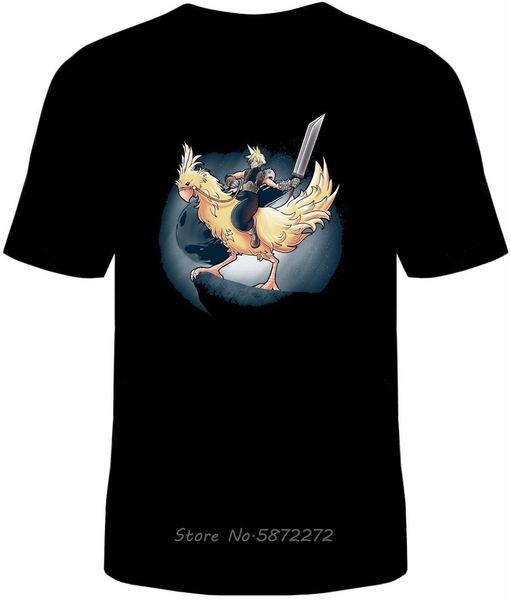 

final fantasy 7 cloud riding chocobo t-shirt cotton funny ff7 vii game style tshirt men cotton tee shirt