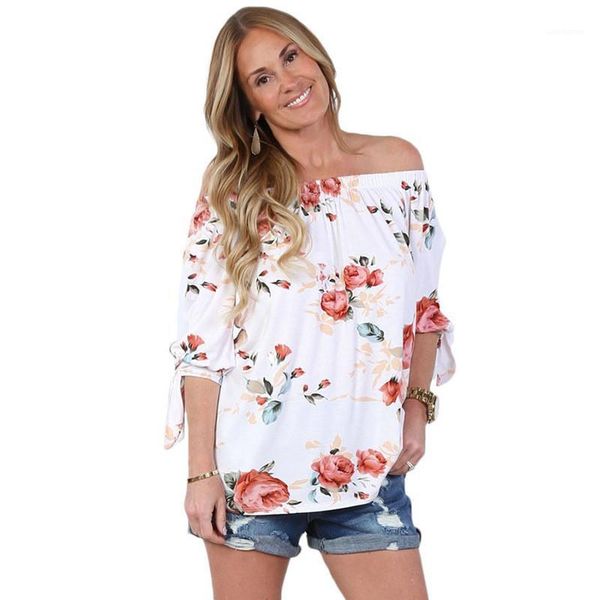 

womens designer tshirts fashion slash neck bow bind womens short sleeve tees casual females clothing designer floral print, White