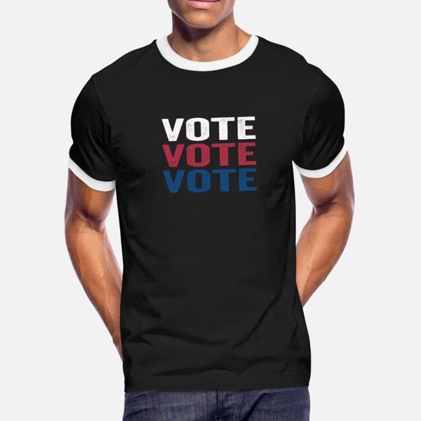 

vote vote vote red white blue retro election t shirt men design short sleeve round neck normal sunlight new fashion summer unique shirt