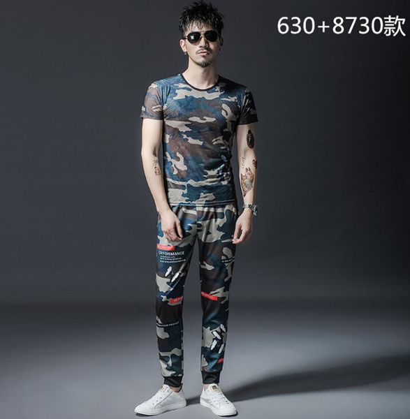 

men's tracksuits camouflage tracksuit ice cotton men 2021 design thin suit sport fashion s985, Gray