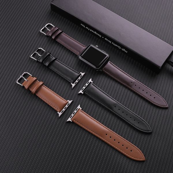 

brown leather band loop strap for apple watch 4 3 2 38mm 40mm , men leather watch band for iwatch 5 44mm 42mm bracelet