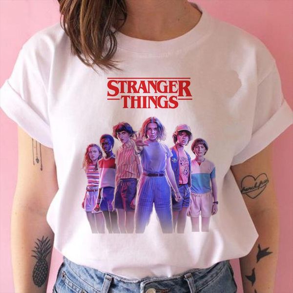 

women shirt stranger things season 3 t shirt women upside down tshirt eleven female graphic grunge t shirt femme tee shirts funny, White