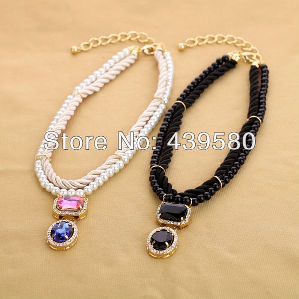 

xl00337 imitated jewelry for women qingdao factory wholesale price quality statement pendant girl fabric rope necklace jewelry, Silver
