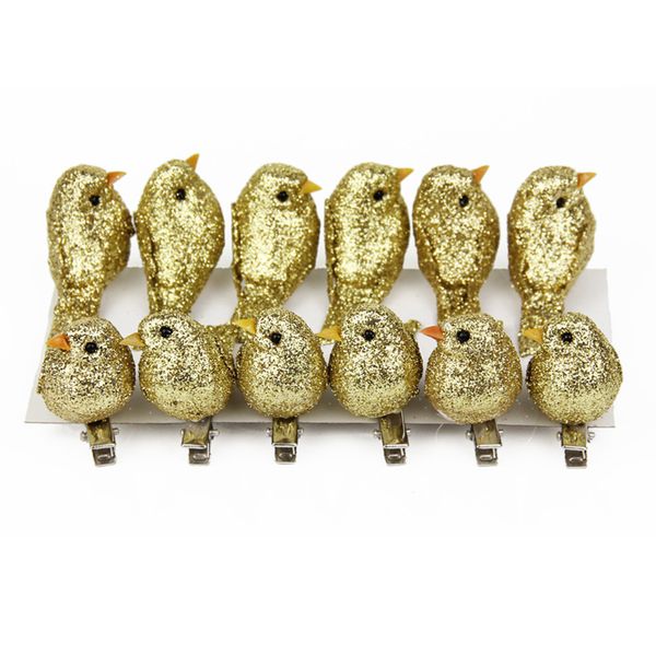 

12pcs cute christmas decorative clip simulation bird artificial ornament props