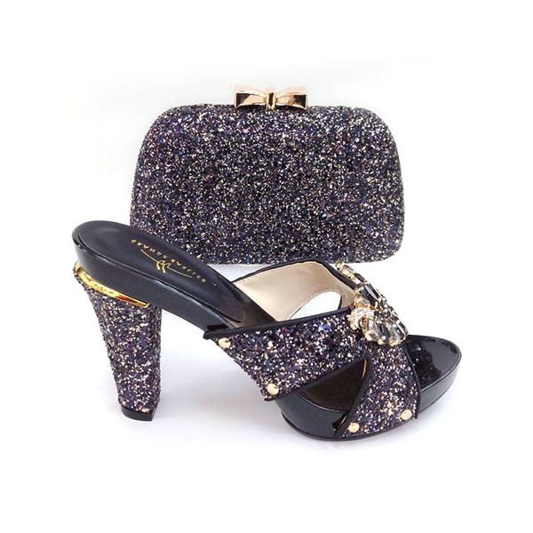 

new design party high heels and matching purse set black women shoes and bags set italian heeled shoes with purse