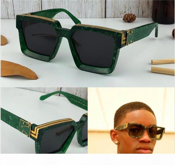 

new men designer sunglasses millionaire square frame vintage shiny gold summer uv400 lens style laser logo 96006, White;black