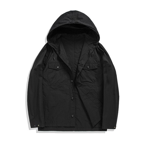 

stone pirates 2019ss simple solid color loose men's hooded jacket shirt casual daily wear coat ing, Black;brown