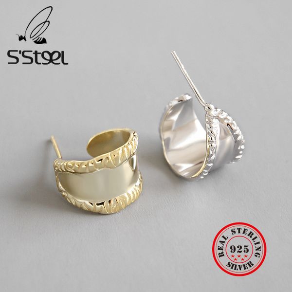 

s'steel minimalist stud earrings for women 925 sterling silver gold earing boucles d oreille femme 2020 accessories fine jewelry, Golden;silver