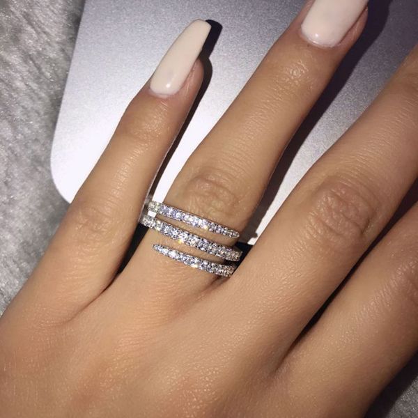 

2020 cross promise engagement ring silver color pave cz wedding rings for women statement party jewelry gifts, Slivery;golden