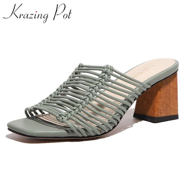 

krazing pot 2020 saling online star recommend peep toe high heels solid gladiator mature lady daily wear sandals women l39, Black