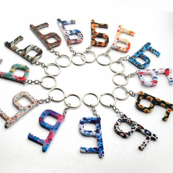 

keyrings flower elevator buttons contactless tool door handle key grip safety protection isolation no-touch opener car keychain ring kha581