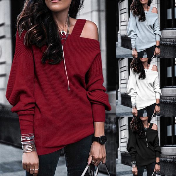 

autumn womens deisnger hoodie slash neck solid color long sleeve loose knitted sweatshirt casual female clothing, Black