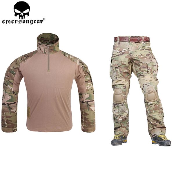 

emersongear g3 combat uniform shirt pants with knee pads tactical multicam hunting camo clothes em9351