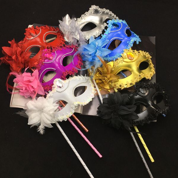 Halloween-Handmaske venezianische halbe Gesichts-Blumenmasken Maskerade-Partei-reizvolle Maske Weihnachten Hochzeit Tanz-Dekoration-Kostüm BH3966 TQQ
