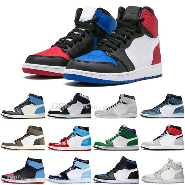 

1 high racerl blue obsidian fearless unc mens basketball shoes tie dye 1s smoke grey royal toe chicago union men women sports sneakers