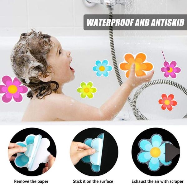 

14 pcs/set non-slip sticker flower waterproof bathtub stickers decals bath shower treads pads for home toilet bathroom