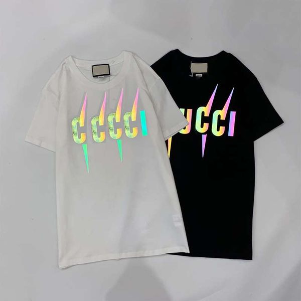 

fashion mens designer t shirts summer fluorescence short sleeves tshirt men tees cotton blend t-shirt, White;black
