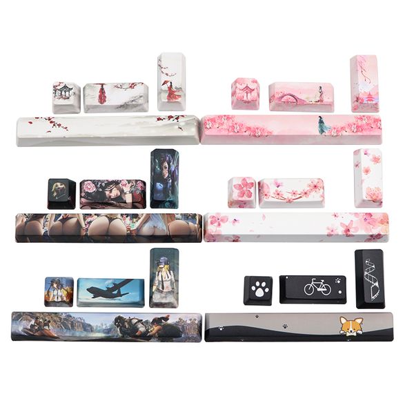 

pbt five sides 4keys dye-subbed keycap space bar 6.25u esc entre keys oem profile keycaps for diy mechanical keyboard