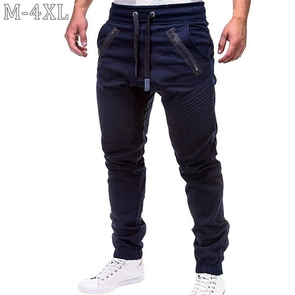 

new sweat pants men mid waist drawstring streetwear trousers men casual solid mens joggers pants plus size 4xl pantalones hombre, Black