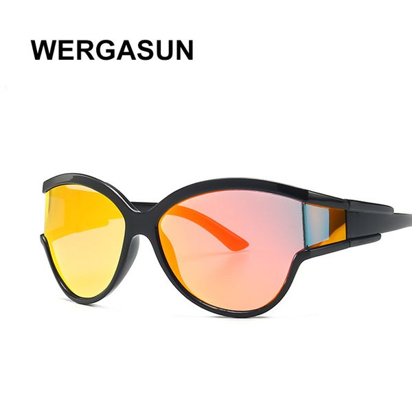 

wergasun fashio new oval women sunglasses female vintage luxury plastic brand designer cat eye sun glasses uv400, White;black