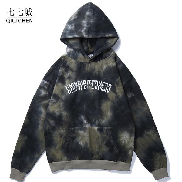 

mens hip hop tie dye hoodie sweatshirt graffiti streetwear harajuku hoodies pullover hipster clothes autumn 2020 hoodie, Black