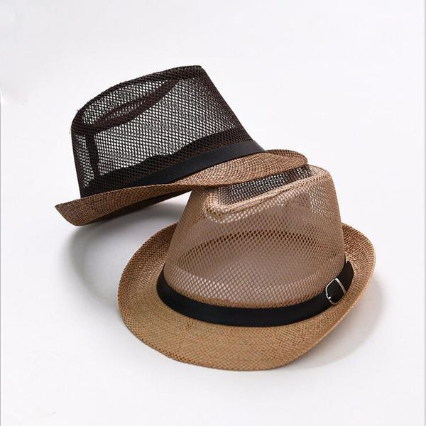 

2020 new summer jazz cap beach straw caps fedora hats for men fedoras panama hat, Blue;gray