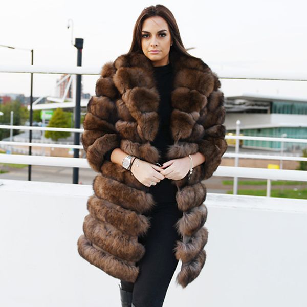 

cx-g-a-211 2020 new model long detachable sleeves length real fur coat, Black;brown