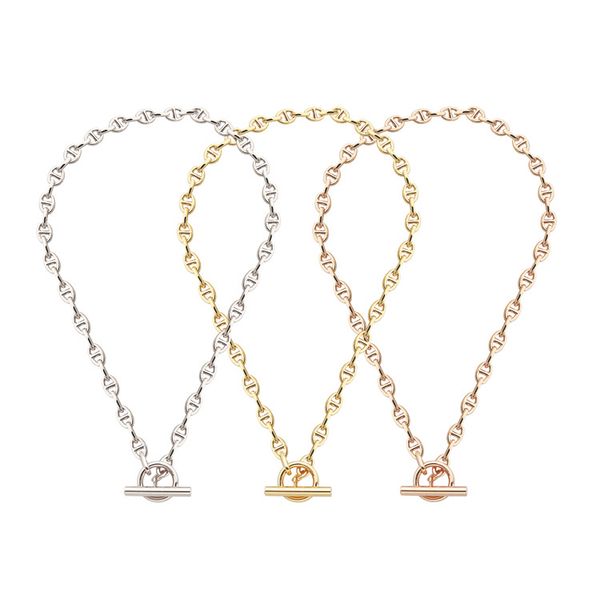 

316l титана стали высокого версия ожерелье кулон змея с эмалью h кнопки форма ot розового золота 52см длина ювелирных изделий свободная пере, Silver