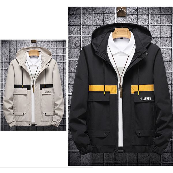 

мужчины повседневная куртки мужской весна осень молодежи мода сыпучие тонкий с капюшоном куртки модные пальто удобные outerwears 3 цвета, Black;brown