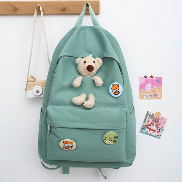 

2020 new student cute bear backpack backpacks for teenage girls nylon shoulder travel bag multi-pocket school back pack mochila