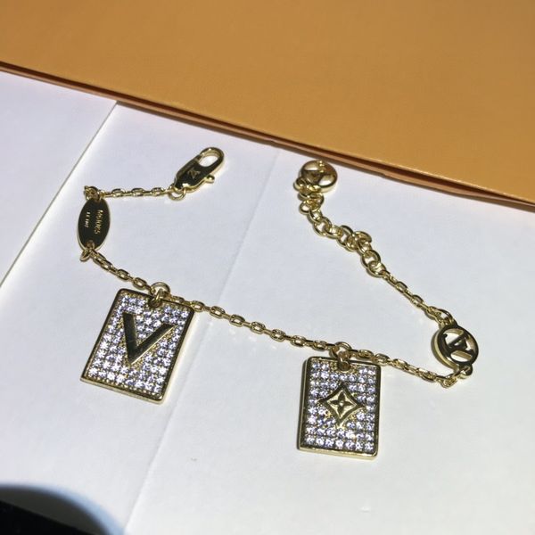 

new double tag diamond letter fashion designer bracelet, Golden;silver
