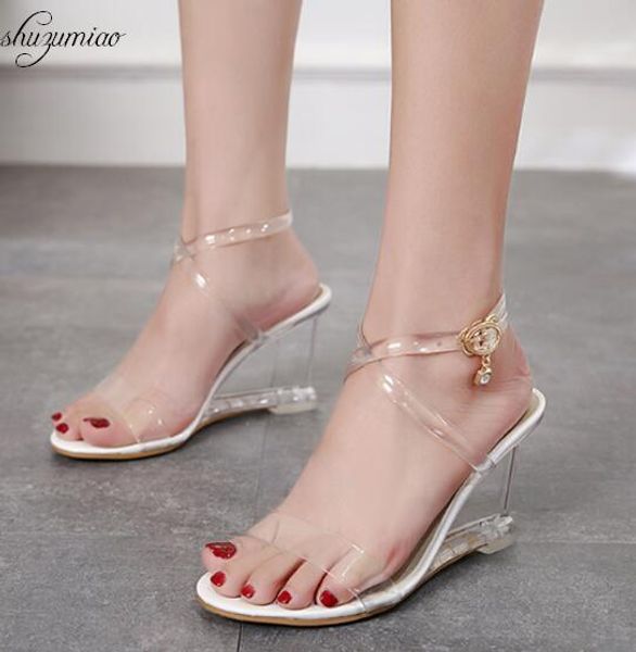 

sandalias mujer 2020 женщина клинья сандалии высокой пятки 8.5cm женский кросс-ремень сандалии open toe sexy lady summer сандал обувь, Black