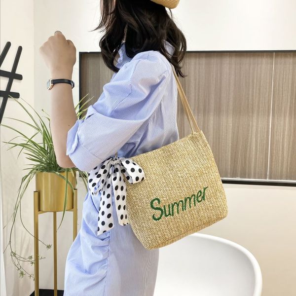 

2020 scarves straw female bucket handbags lady's shoulder big bags fashion brand designer large handbags beach bag for women