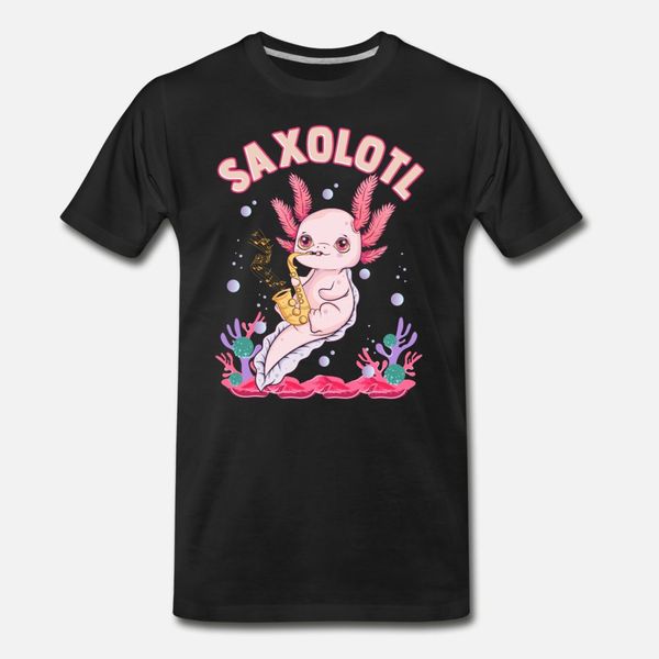 

cute saxolotl adorable sax playing axolotl pun t shirt men personalized 100% cotton euro size s-3xl costume anti-wrinkle new fashion