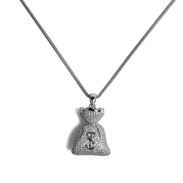 

men's pendant jewelry money bag chain hip-hop rock chain necklace pendants for friends fashion necklace jewelry, Silver