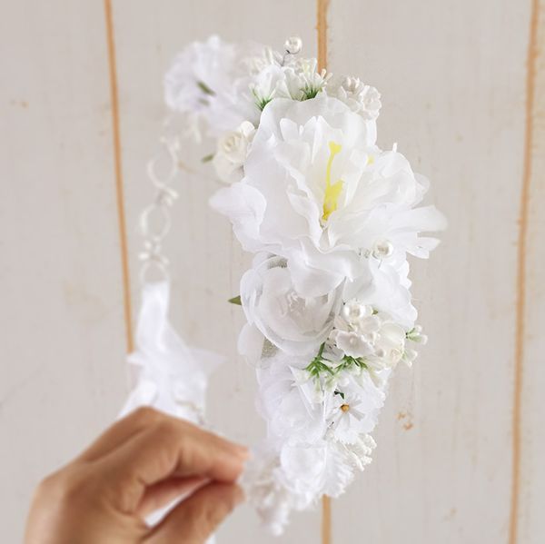 

бесплатная доставка light pink ivory flower crown, Slivery;white