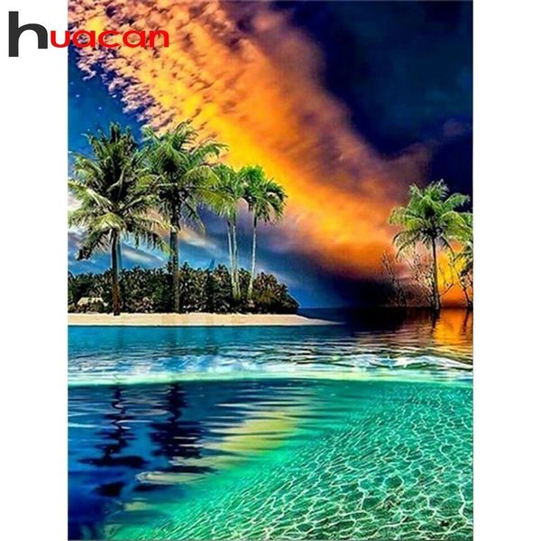 

huacan diamond embroidery full display sea square full square drill rhinestone diamond painting cross stitch mosaic gift