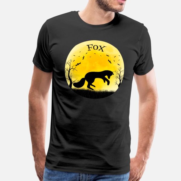 

fox halloween vintage retro moon t shirt men designs cotton s-3xl letters fit comical spring leisure shirt
