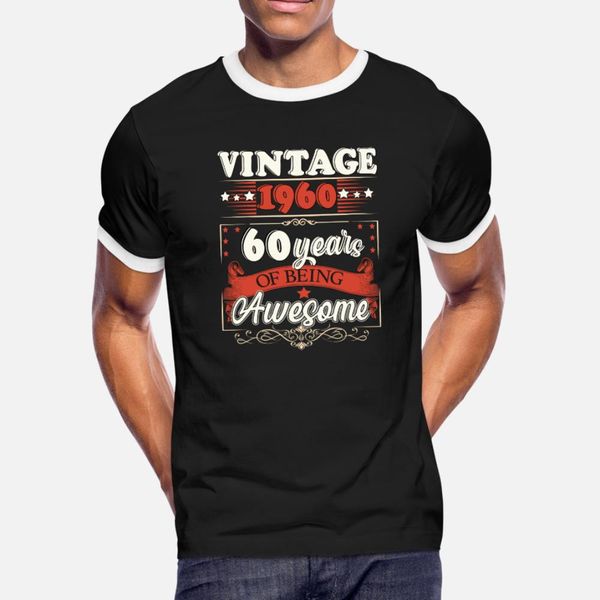 

vintage 1960 years of being awesome t shirt men customize short sleeve s-xxxl clothes anti-wrinkle building spring leisure shirt