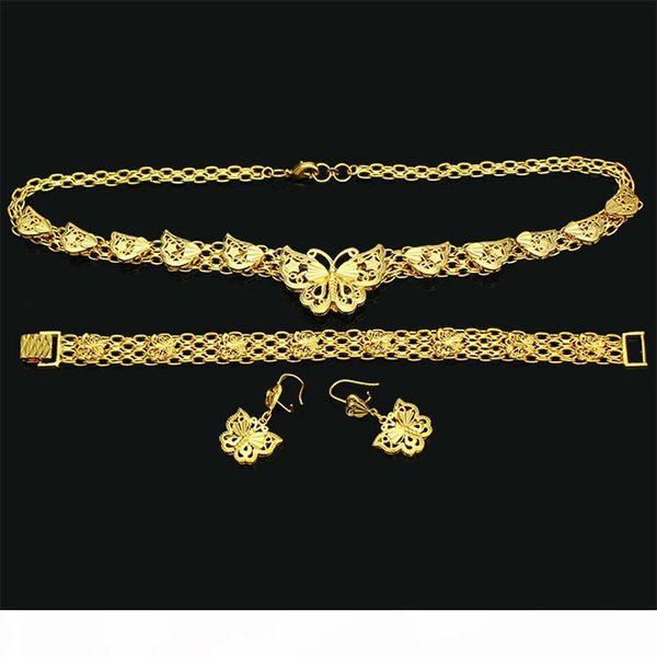 

eternal pretty real 22k 23k 24k thai baht yellow gp fine solid gold pendant necklace earrings bracelet jewelry, Black
