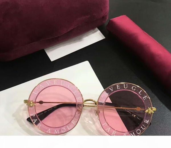

0113 pink round sunglasses gold frame pink lenses 0113s occhiali da sole luxury designer sunglasses gafas de so men new with box, White;black