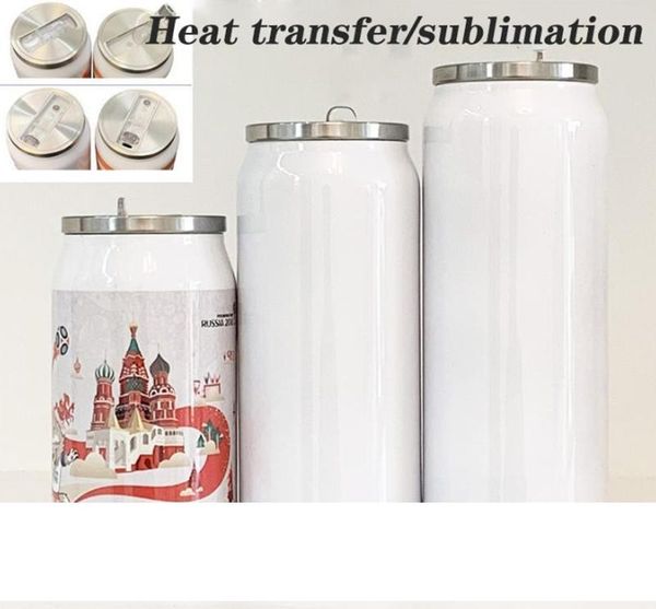 

2020 new diy 12oz heat transfer stainless steel cola cans wine or milk drink cans double vacuum insulated coke jar a10
