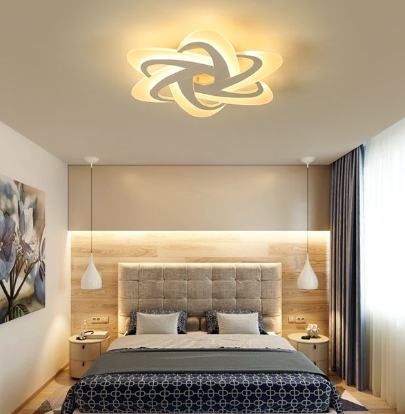 Modern yatak odası tavan lambaları Çalışma Odası Led Avize Lampara Modern Led Tavan Avize LED Ampuller Semiflush Dağı Demir