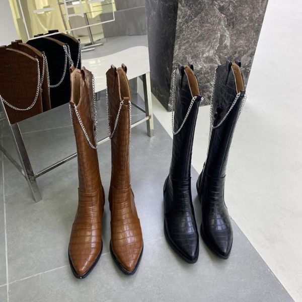 

winter boots lady pointe shoes zipper thigh high heels high luxury designer boots-women 2020 pointy rubber med autumn, Black